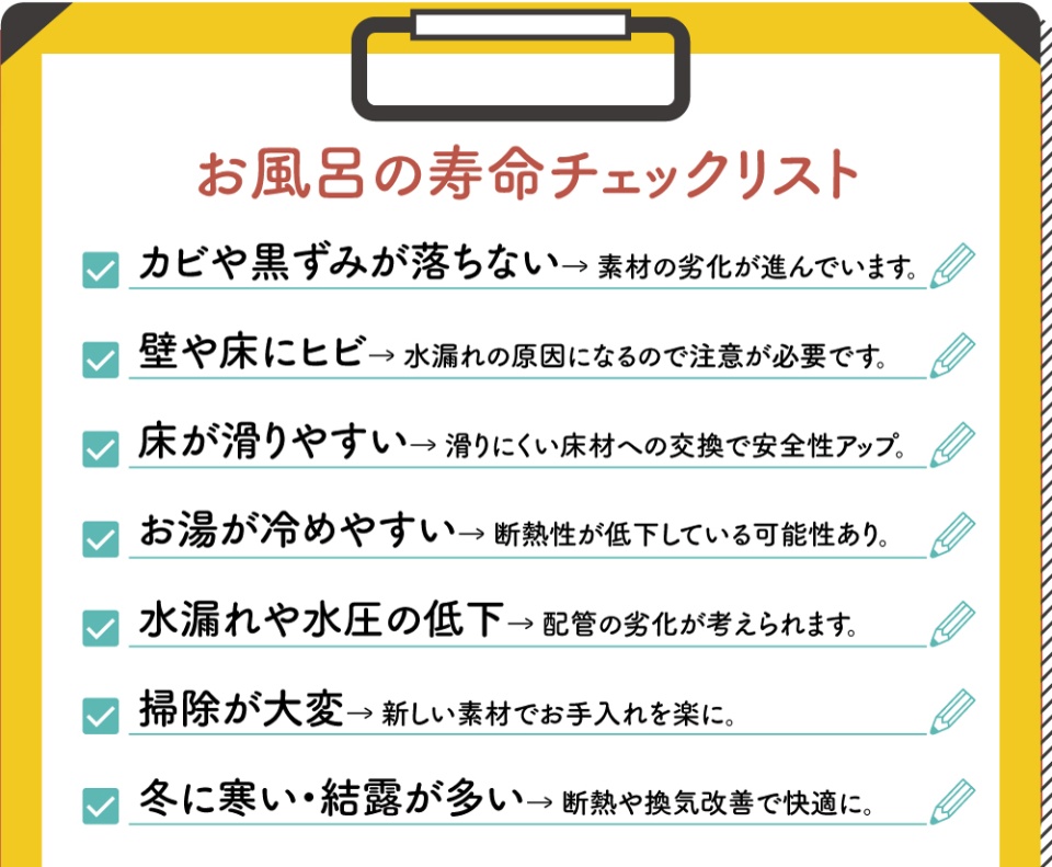 最後に…お風呂の寿命診断